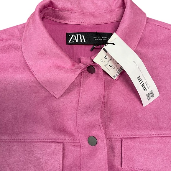 ZARA PINK FAUX SUEDE OVERSHIRT JACKET - Picture 10 of 11